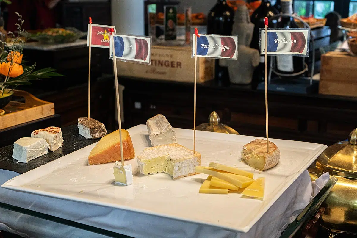 Various cheeses from around the world are a must for brunch.