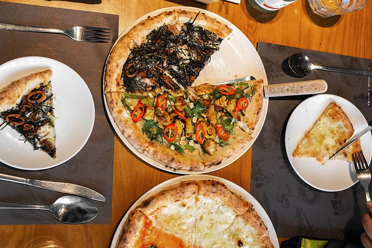 We were thrilled to try four different toppings on two pizzas!