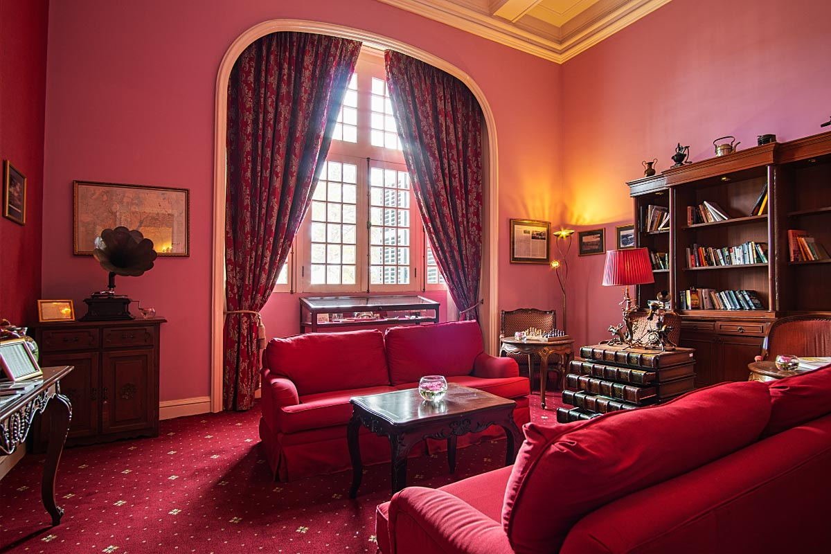 A library is a lovely place and a great example of a common space at a hotel.