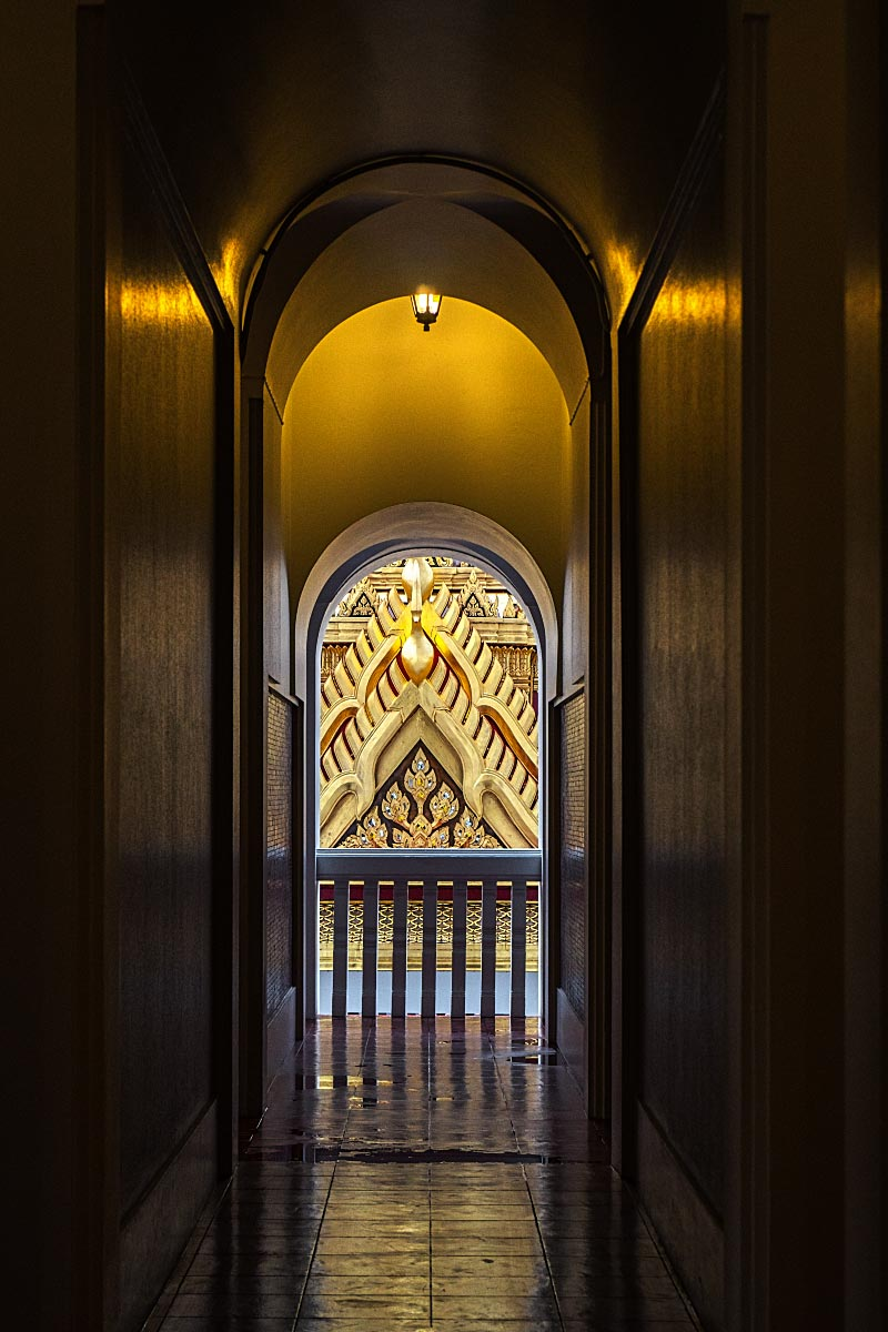 Mindful walking around the temple reveals hidden views and inner mysteries.