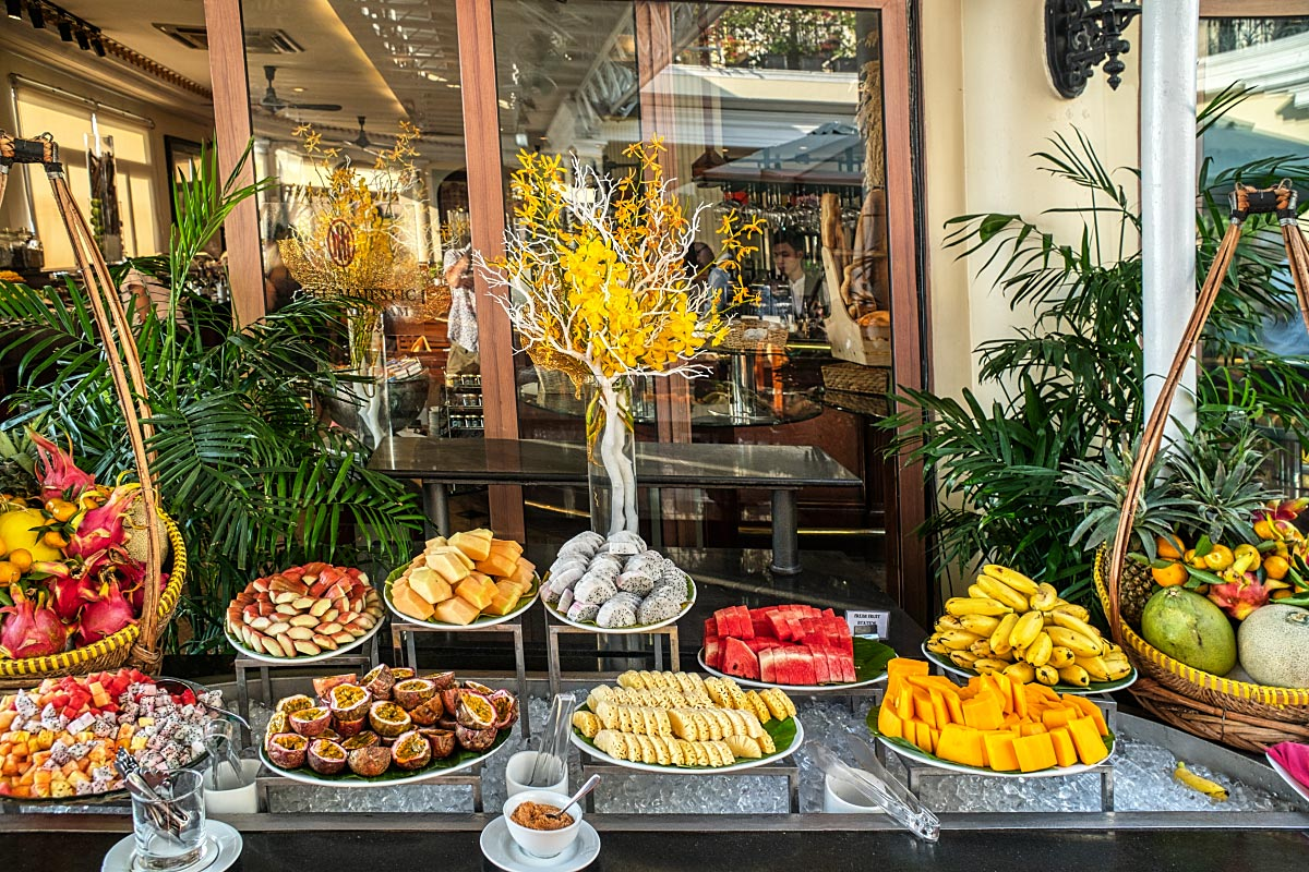 The hefty selection of succulent tropical fruit was our favorite part of breakfast.