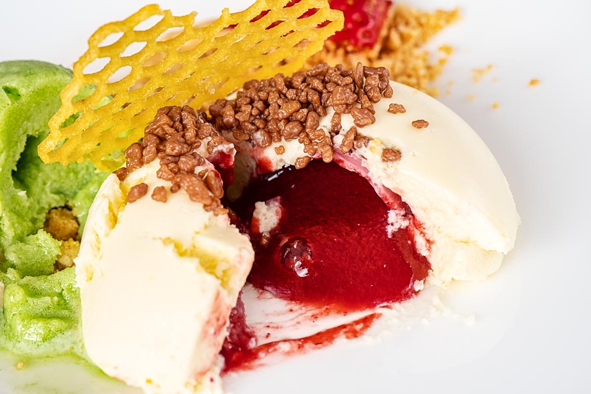 Strawberry cream trapped in ruby chocolate casing was a hit surprise.