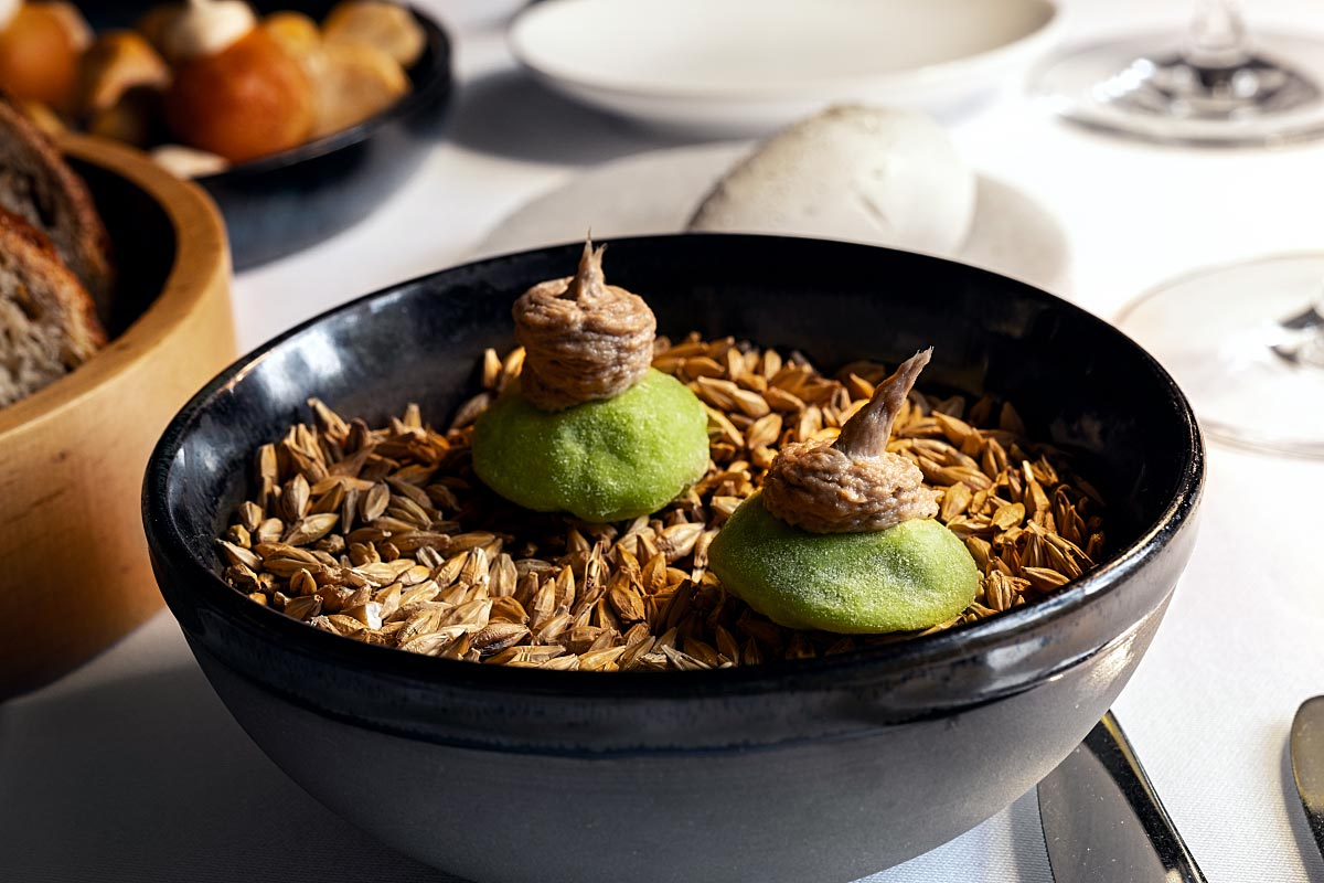 Crisp green pillows with pork pate