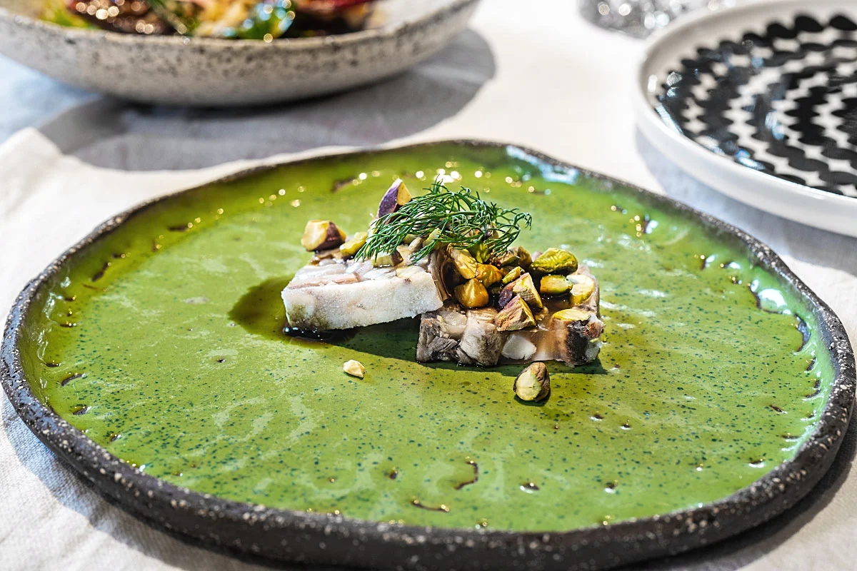 Homemade brawn meat with pistachio