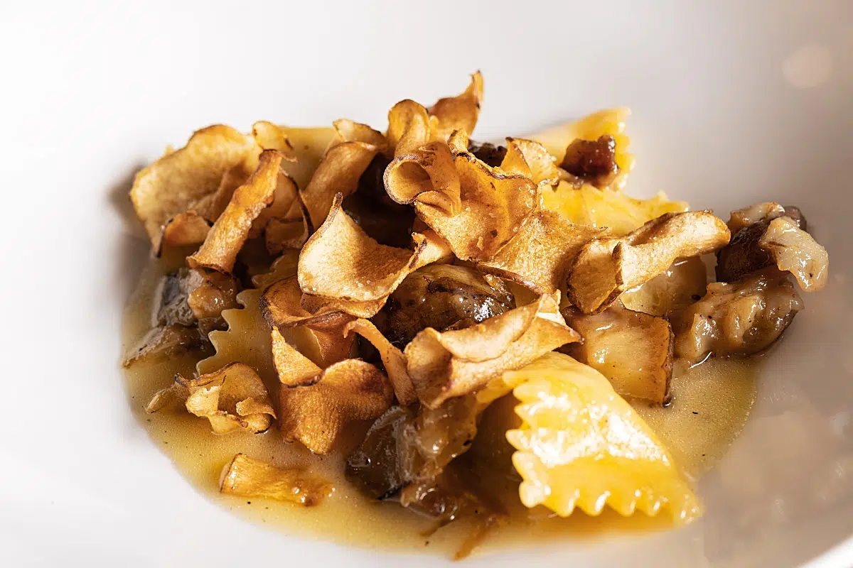 Sunchokes with aged cave cheese filled pasta tastes to die for