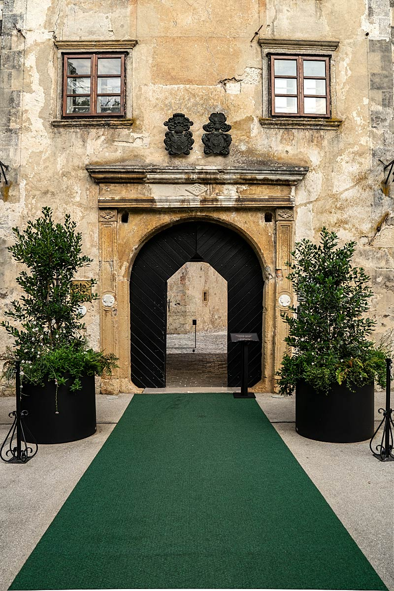 The historic entrance offers the first glimpse into life inside Slovenia’s only water castle.