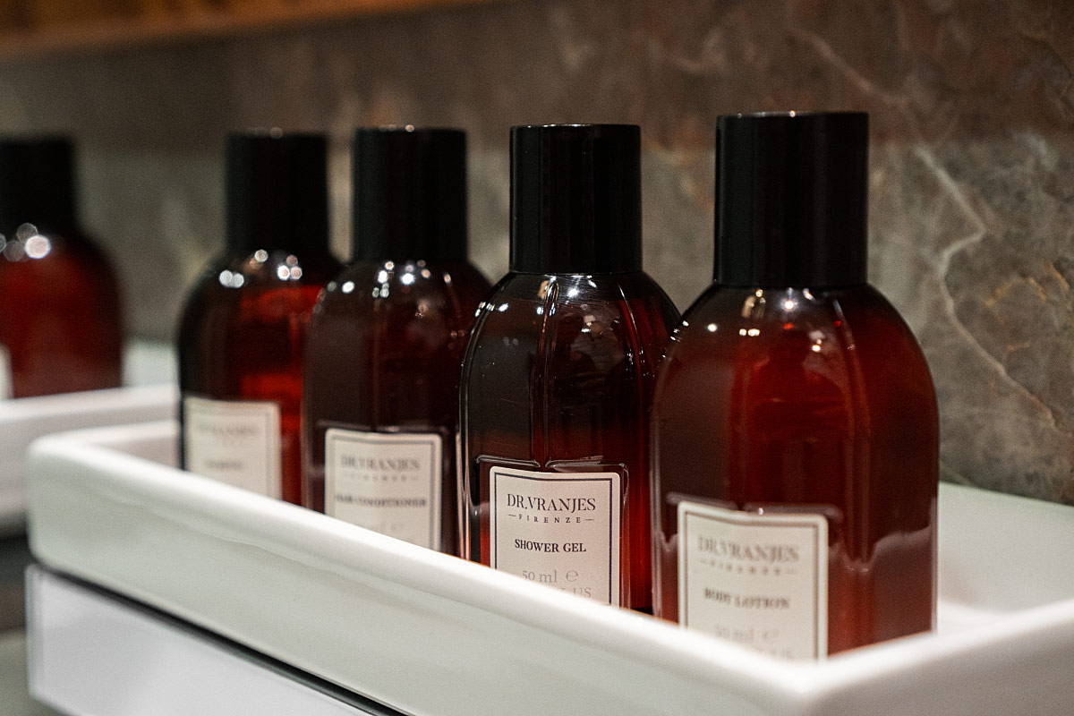 Thoughtful bathroom amenities add another touch of comfort to the stay.