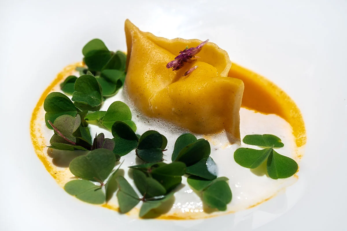 The crayfish-filled žlikrofi had a rich shellfish sauce.