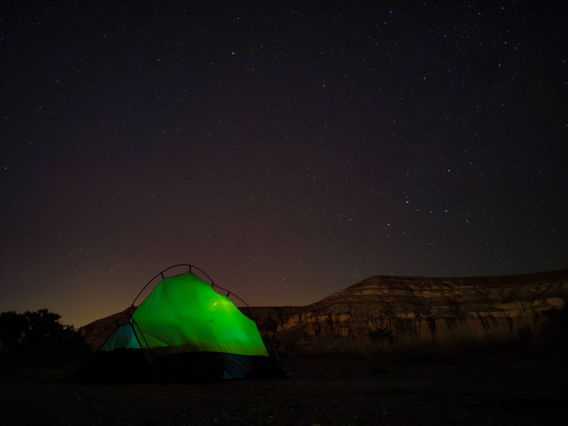 Our tent at night. Photo by Wander Spot Explore ©
