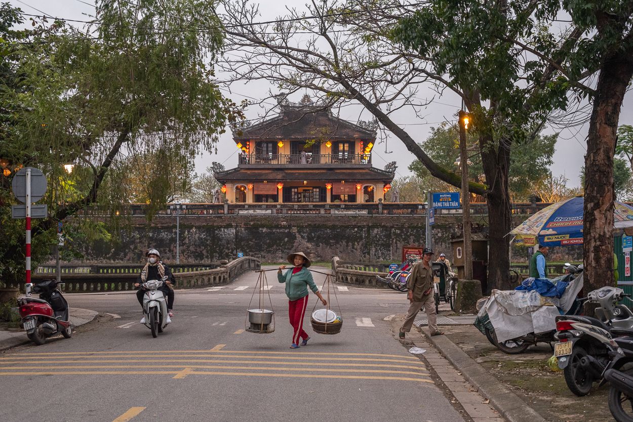 Strange Winter of Central Vietnam. A Walk in Hue Old Town and An Cuu River Neighborhood