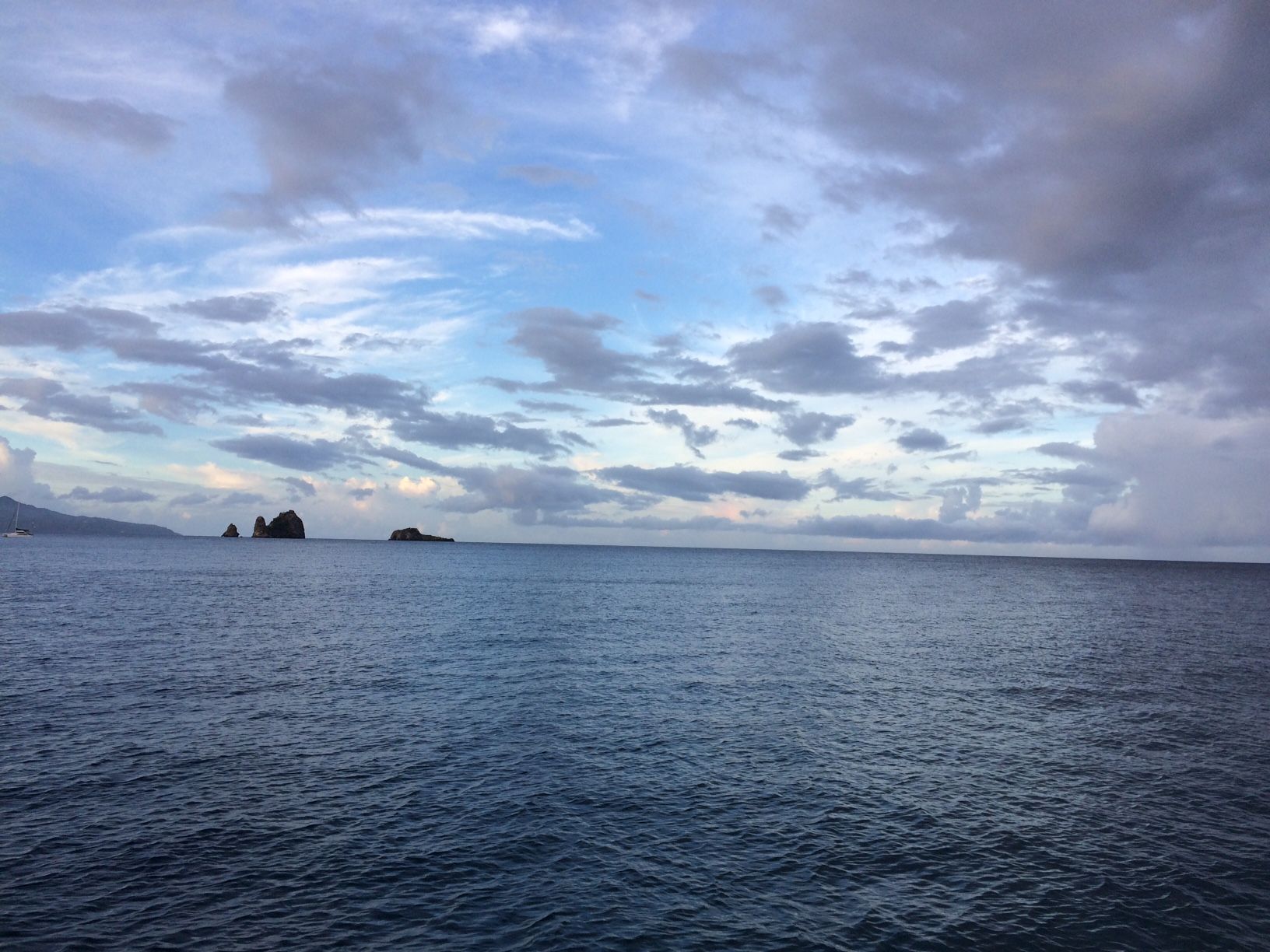 Soft sunset. View SW off Ronde Island anchorage, Grenada, WI