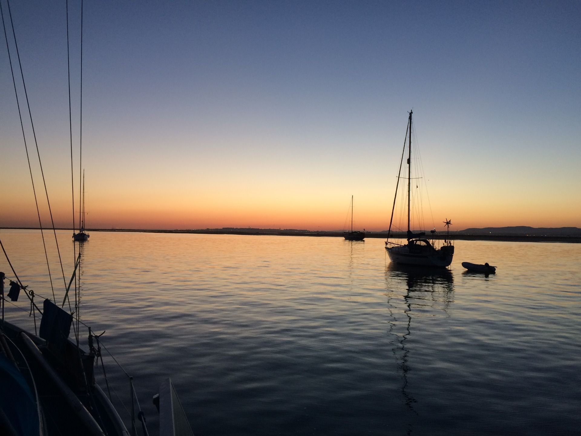 Sunset on the serene lagoon behind Culatra island