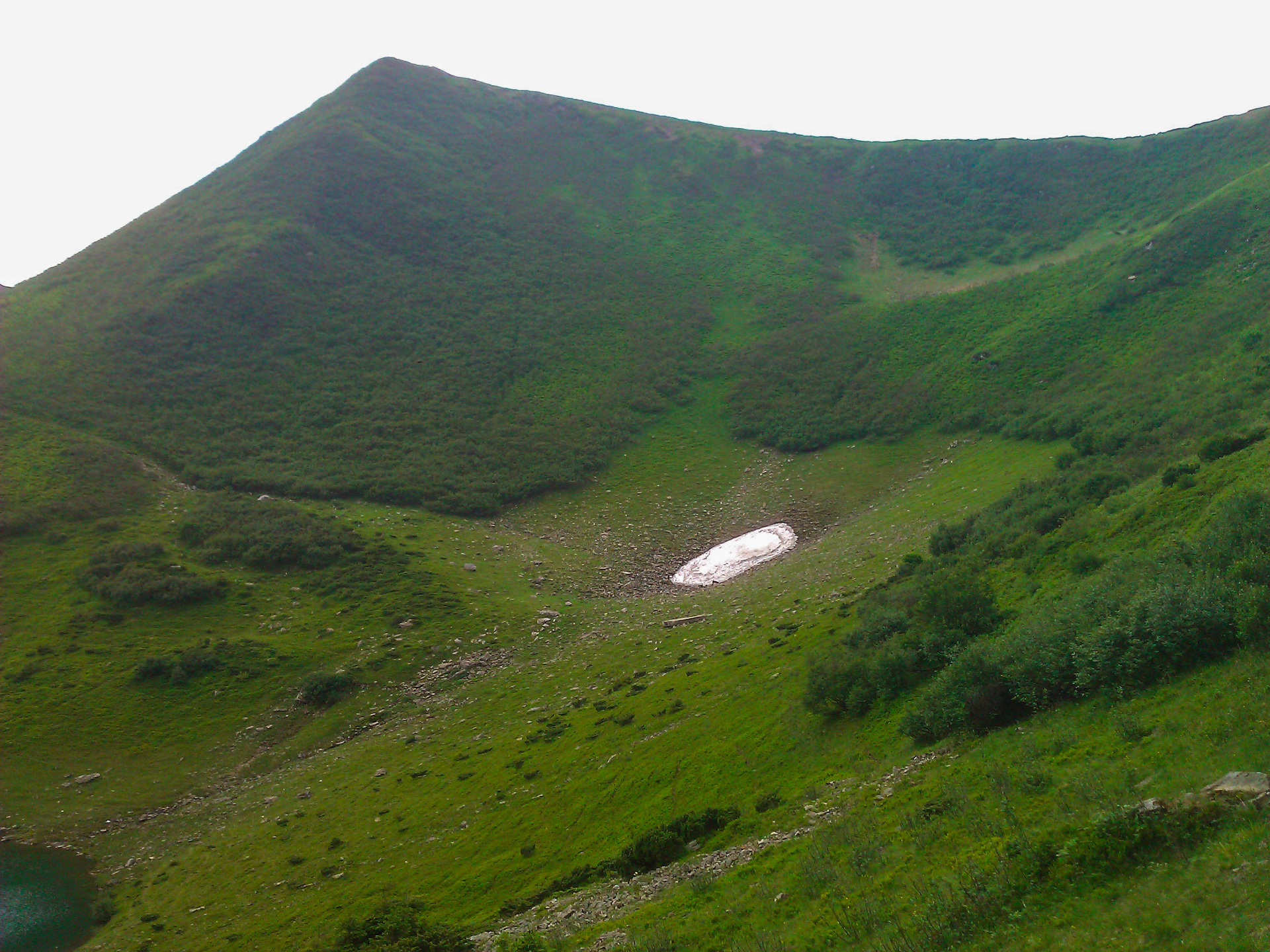 There was still snow on the side of the mountain