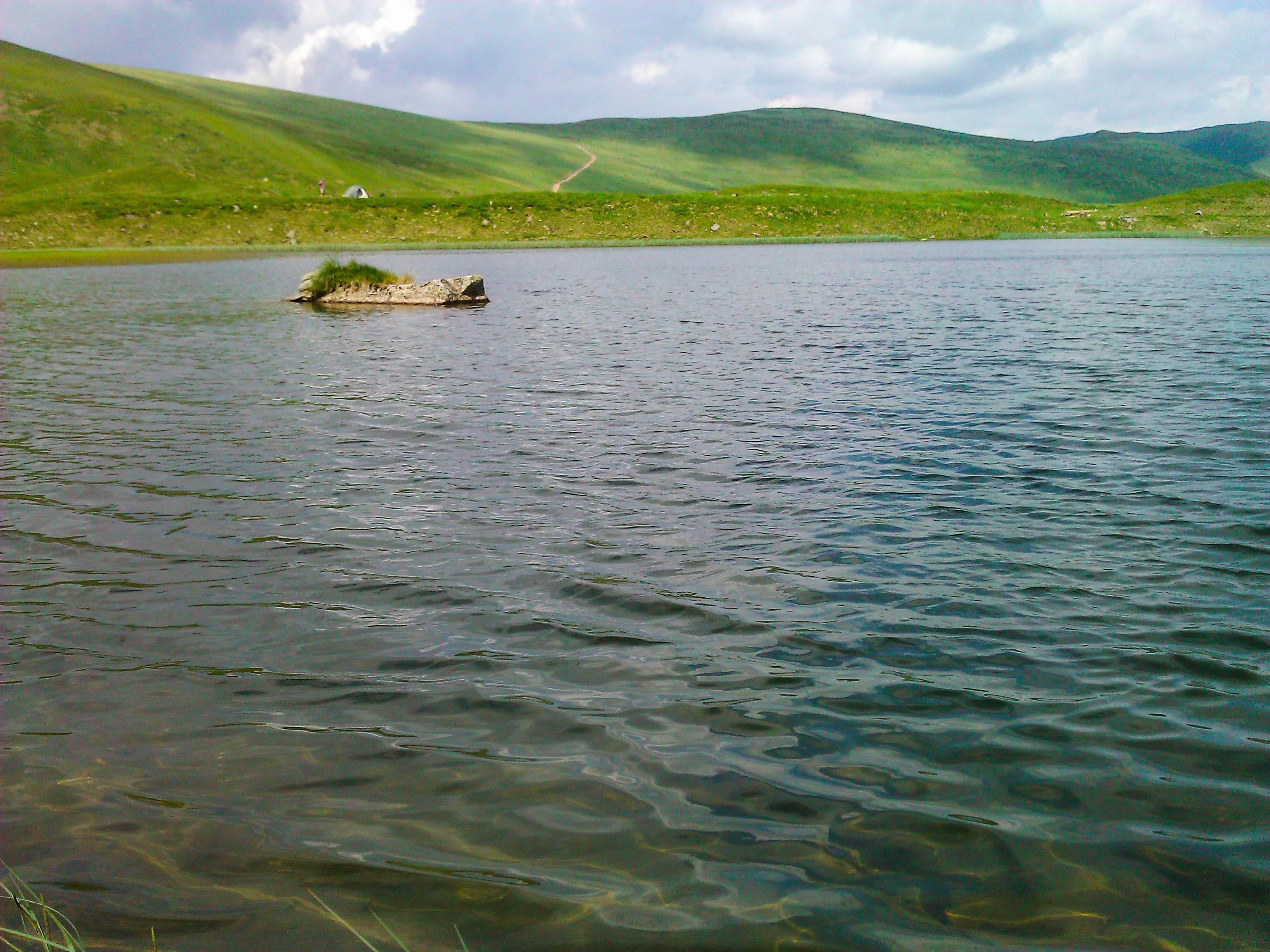 Summer hiking in the mountains, part 2 - Swimming in a mountain lake