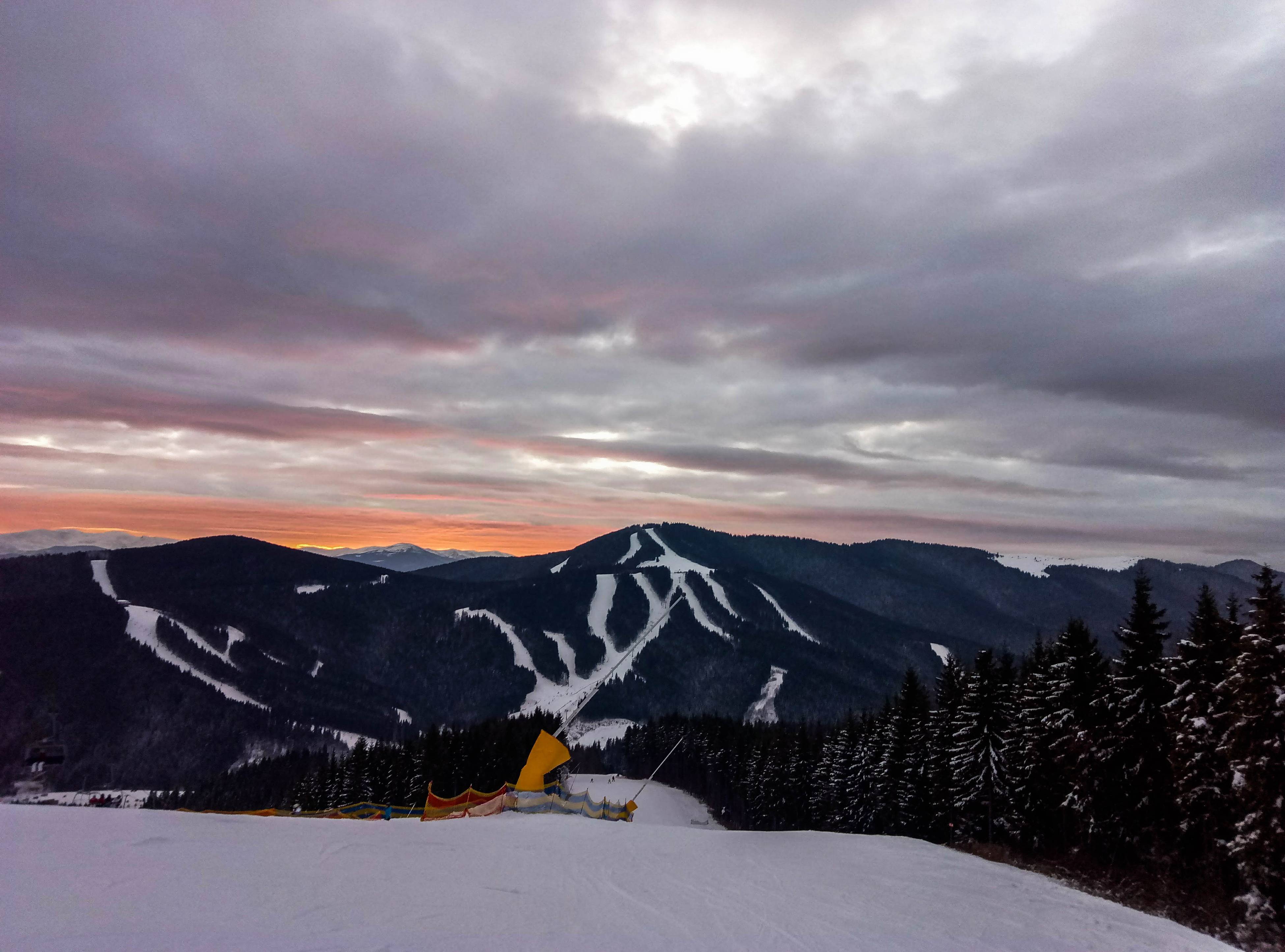 My trip to the ski resort Bukovel. Part 2 - Winter sunset in the mountains