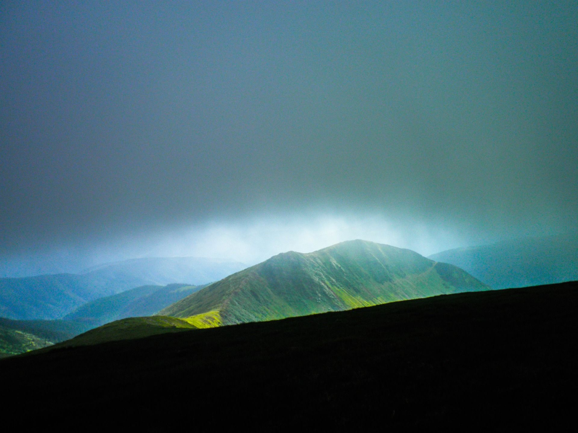 Game of light and shadow in the mountains