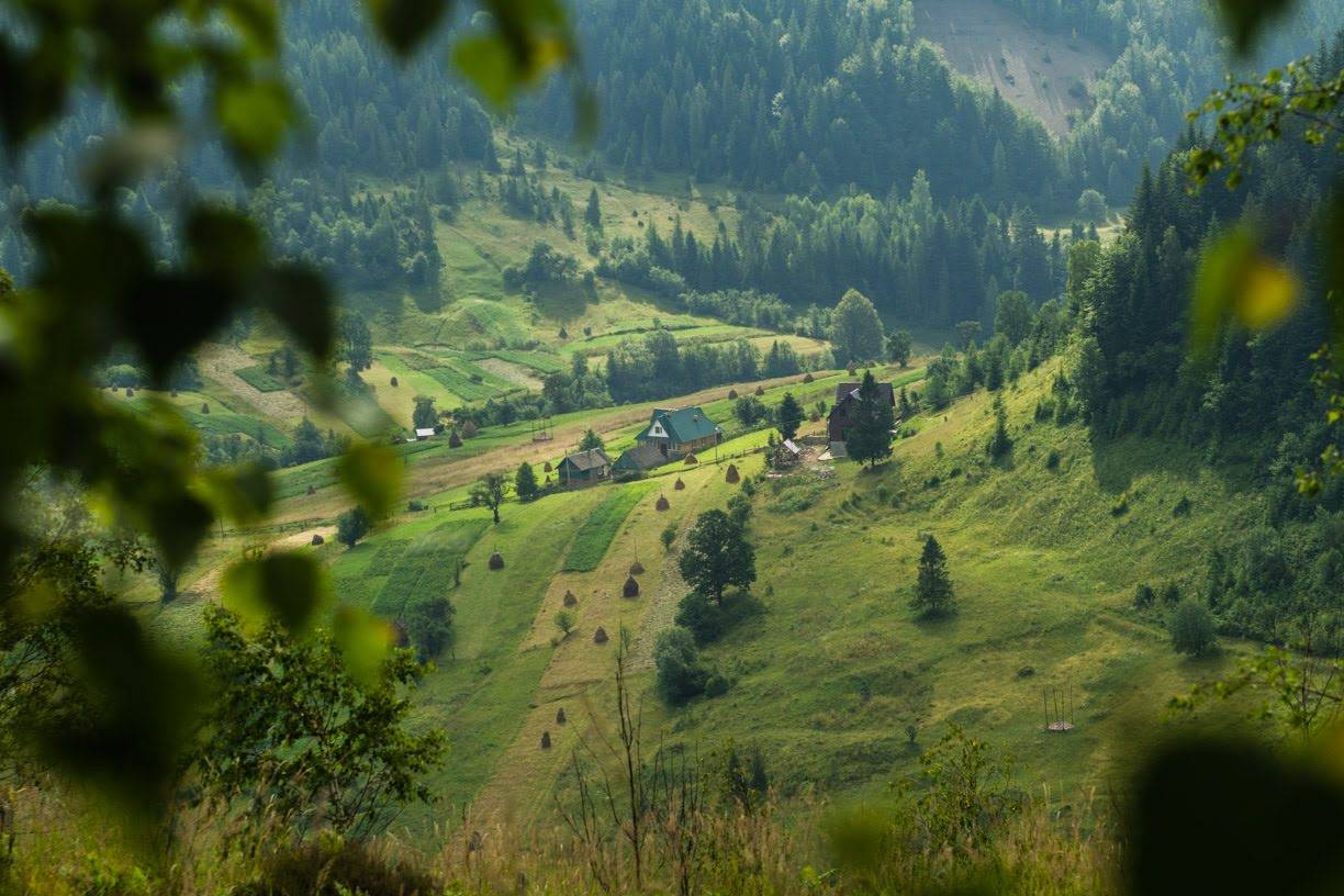 View of fields near village