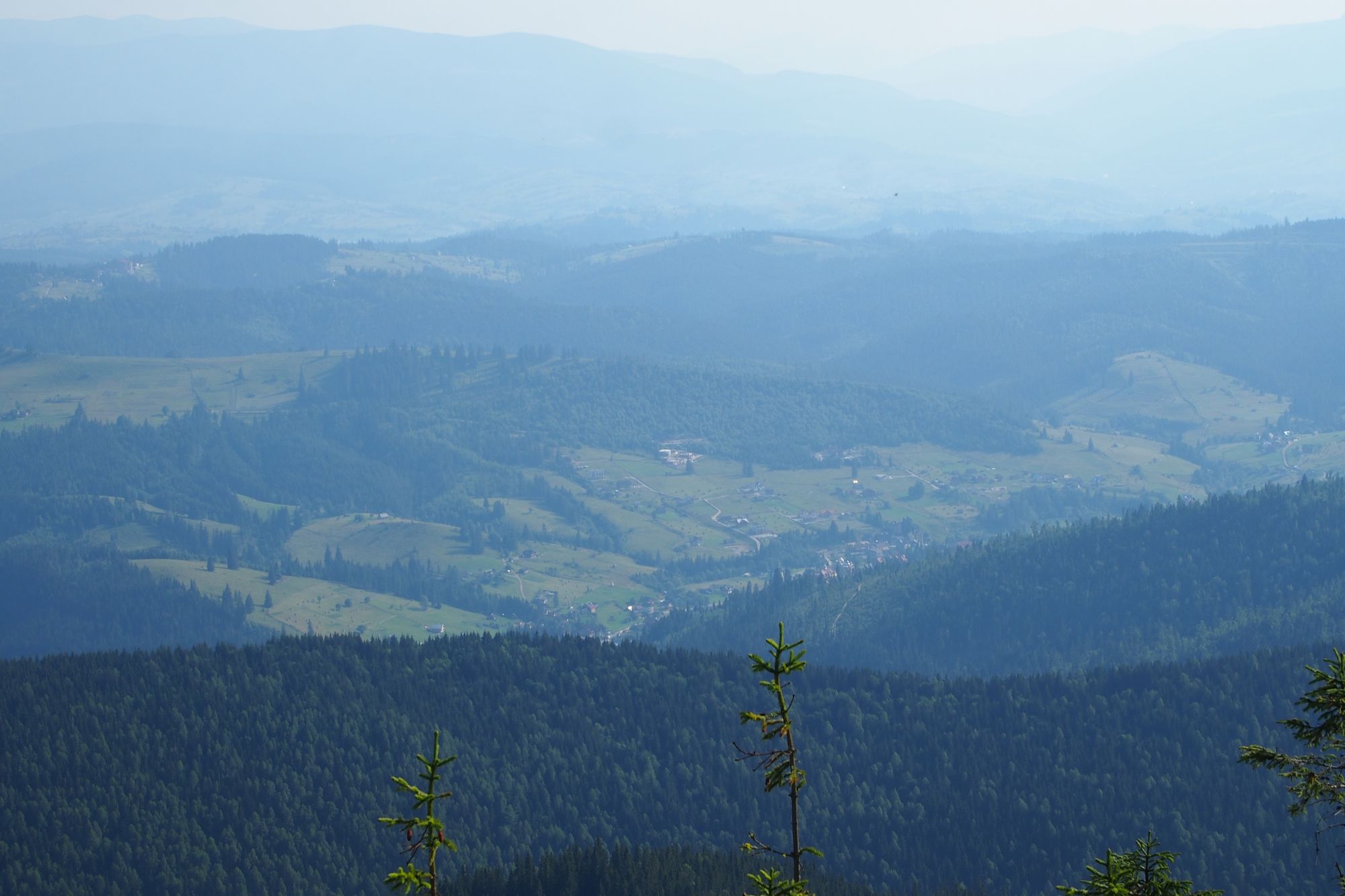 Bukovel Ski Resort is far below