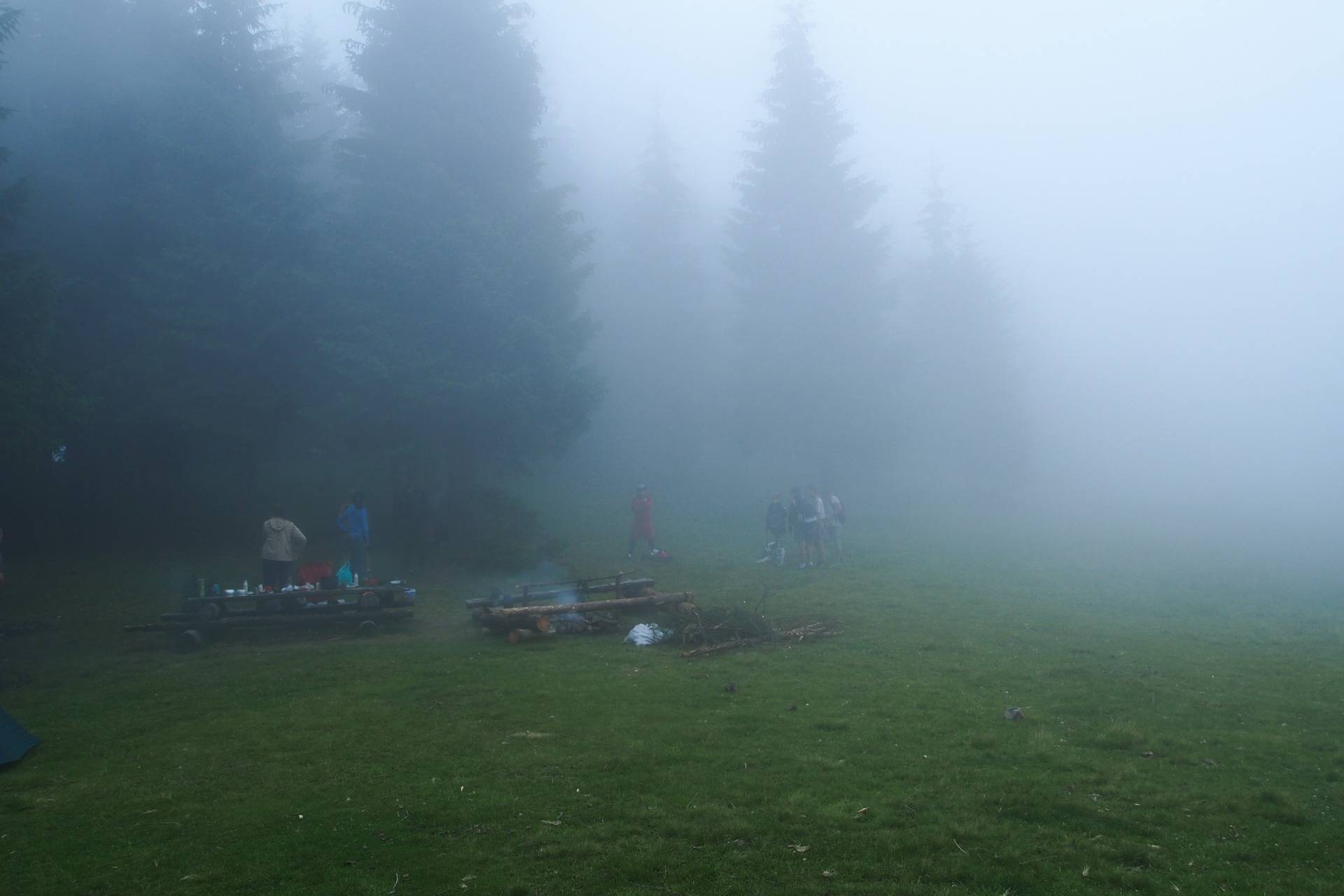Our camp was shrouded in fog