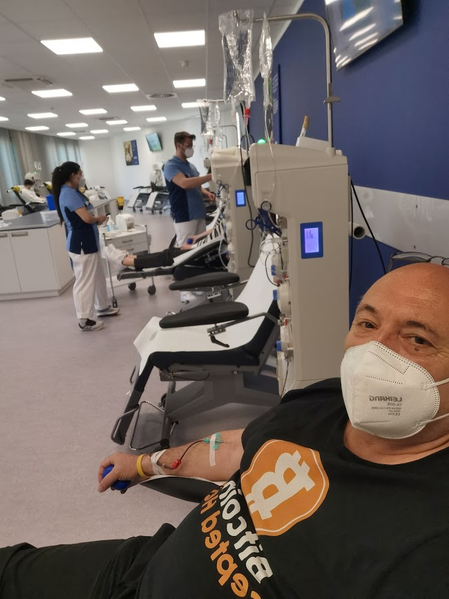 Blood plasma donation at Plasmavita, Stuttgart