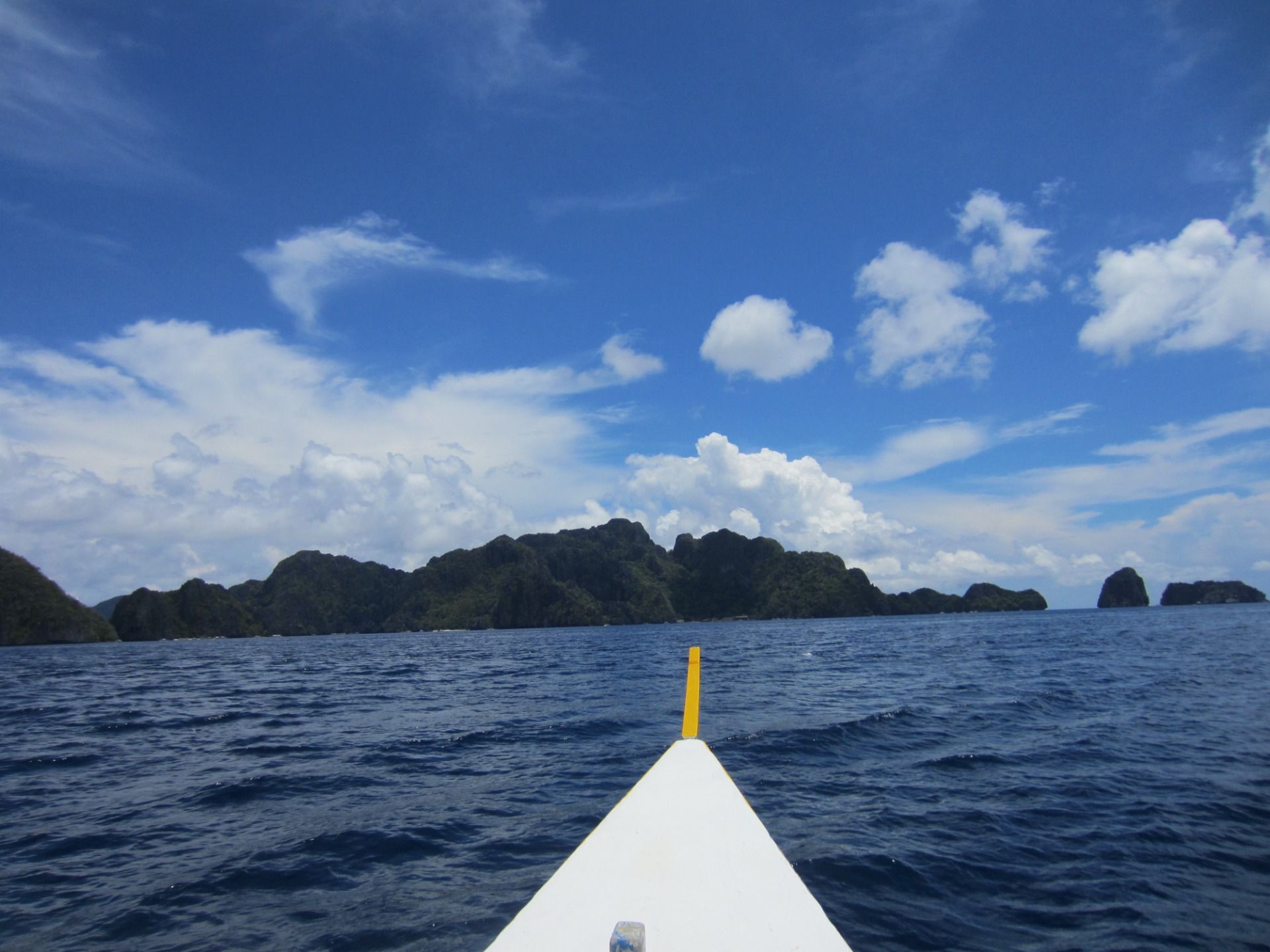 The view from the bow of the long boat.