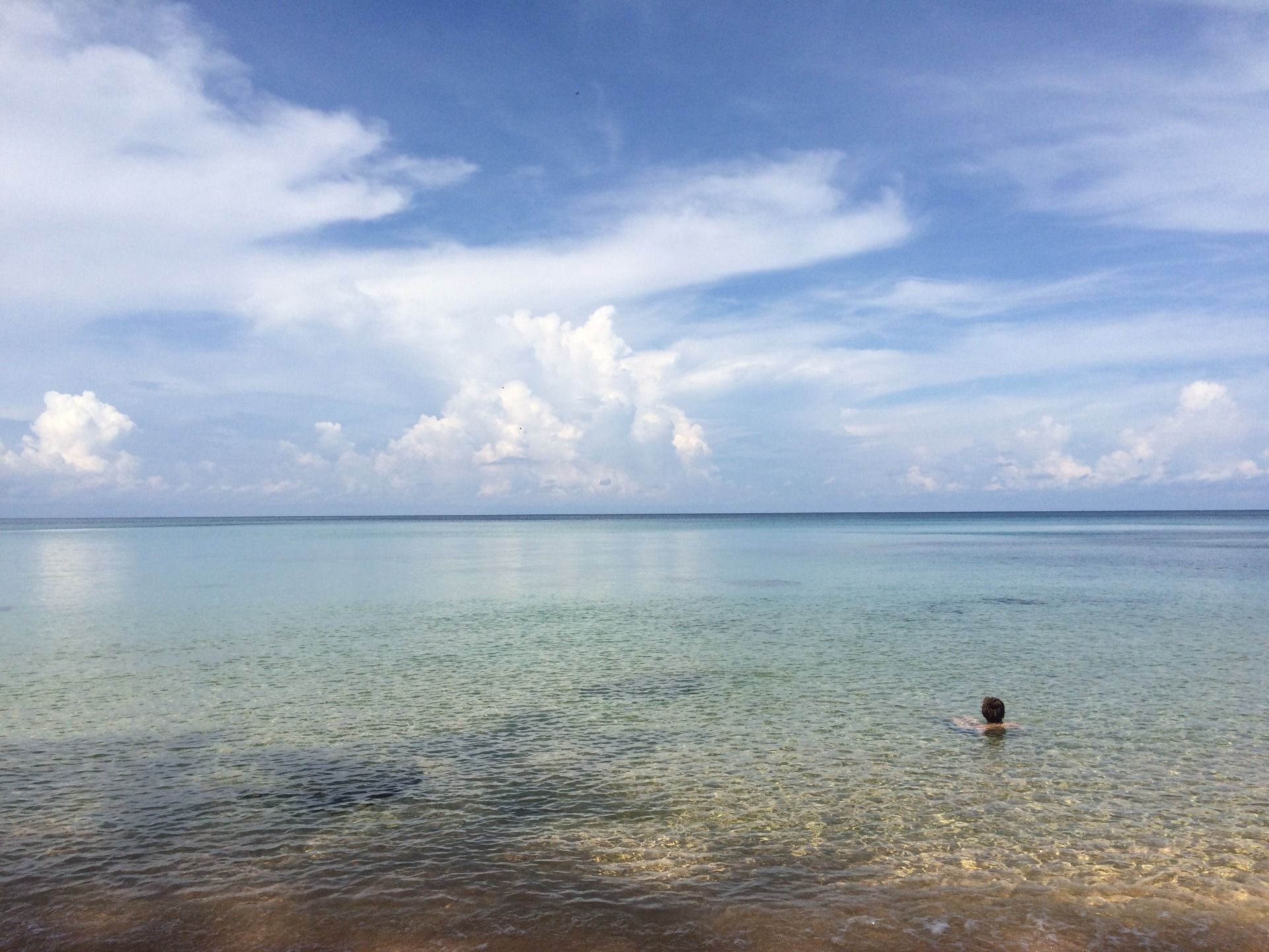 The water is warm and cool depending on how hot the sun on the skin gets.