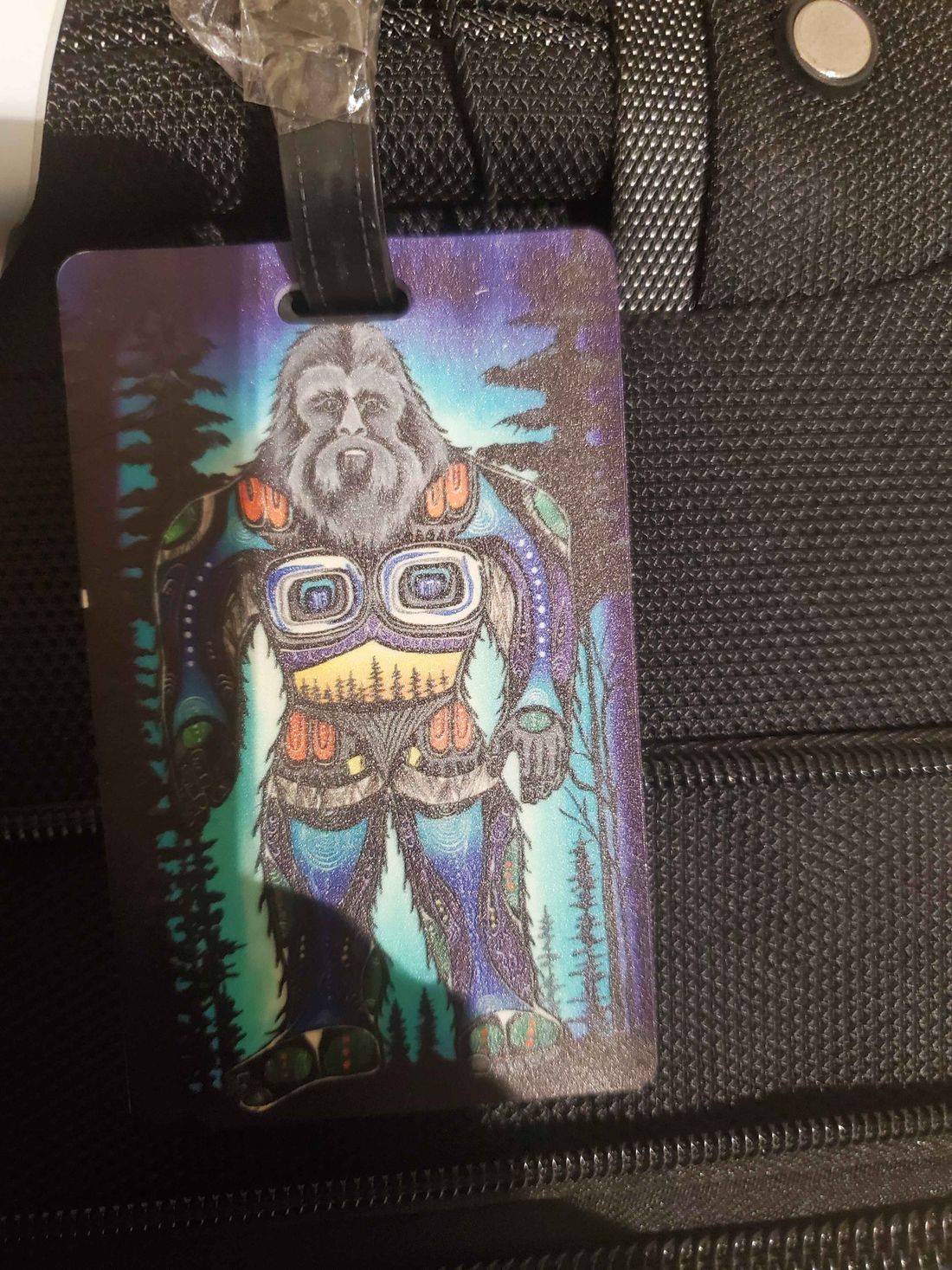 My funky Samsquantch baggage tag of beautiful Aboriginal design.