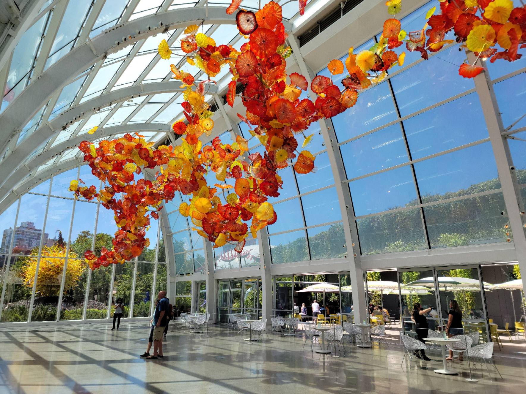 The entranceway starts off with the hanging flower sculpures.