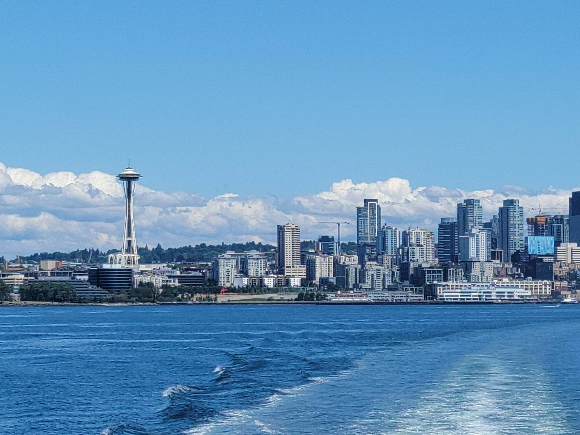 Space Needle and waterfront view from one of our many water ferry rides.