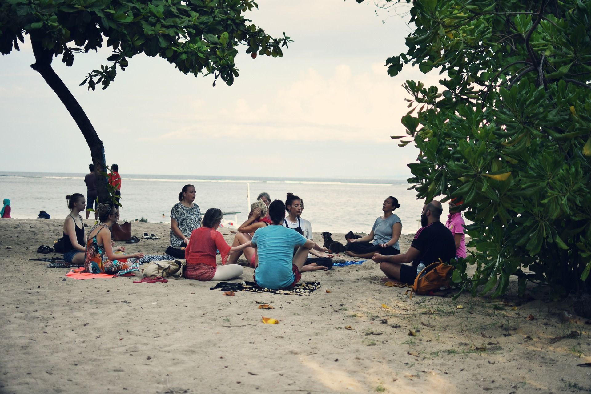 This group was in the middle of a chanting session