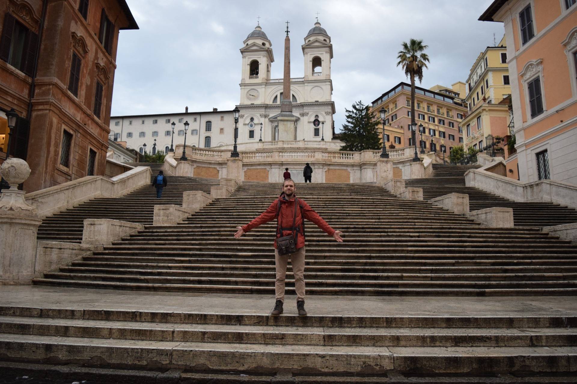 Customary arms out pose at the Spanish Steps!
