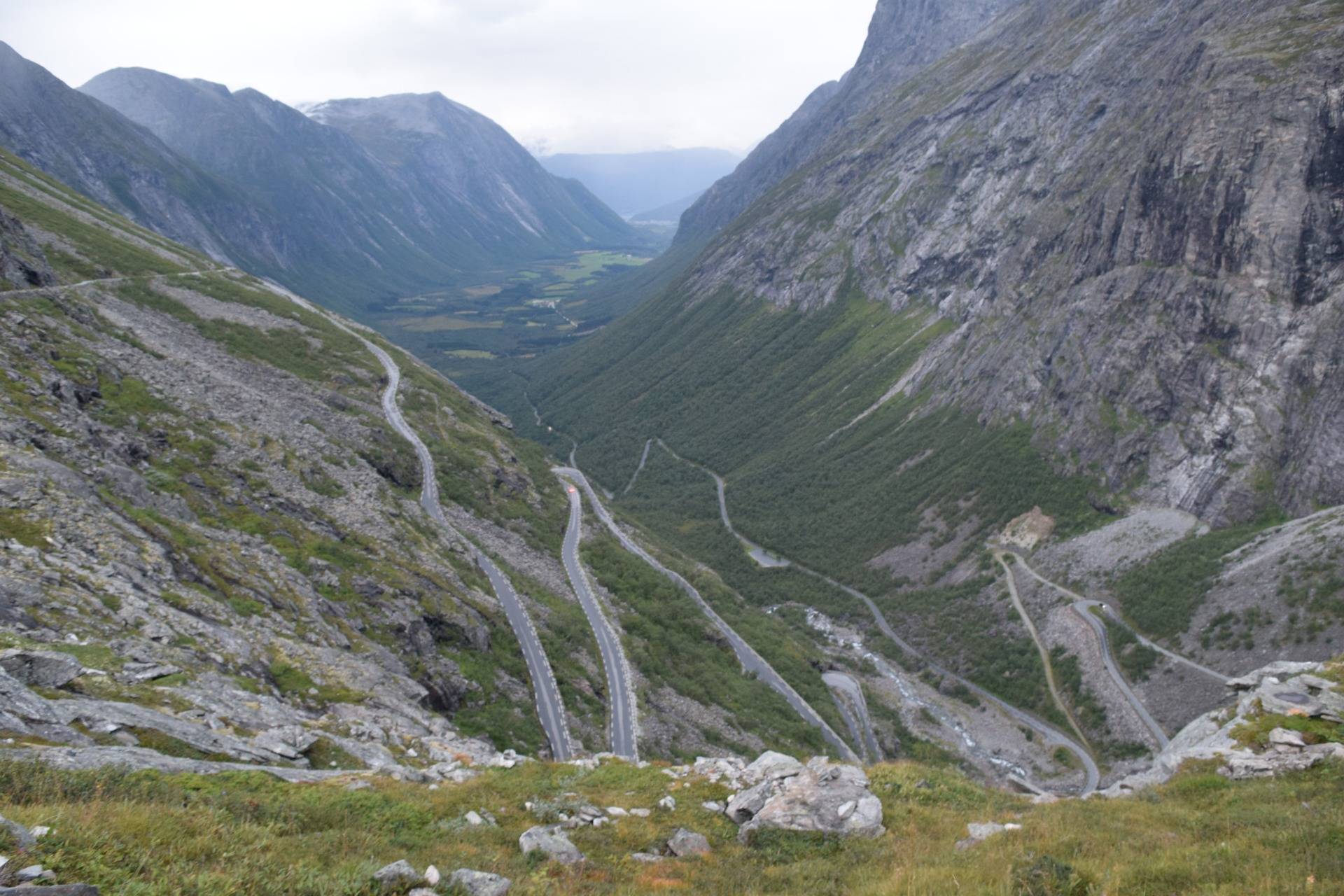 Intense mountain pass with 11 hairpins - Trollstigen, Norway