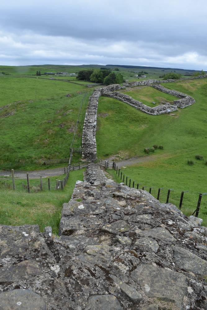 Looking down at Hadrians wall