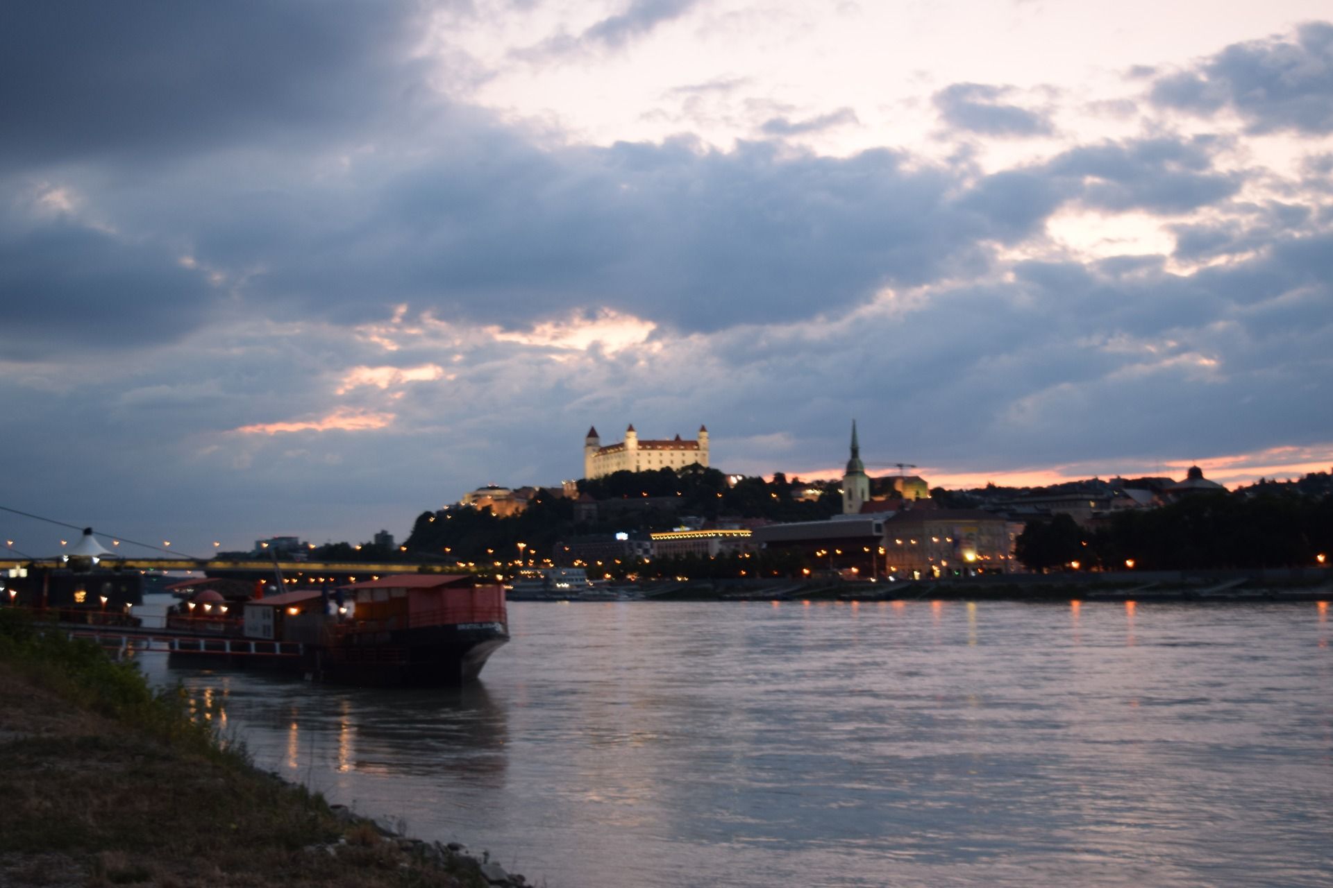 Lights coming on in Bratislava