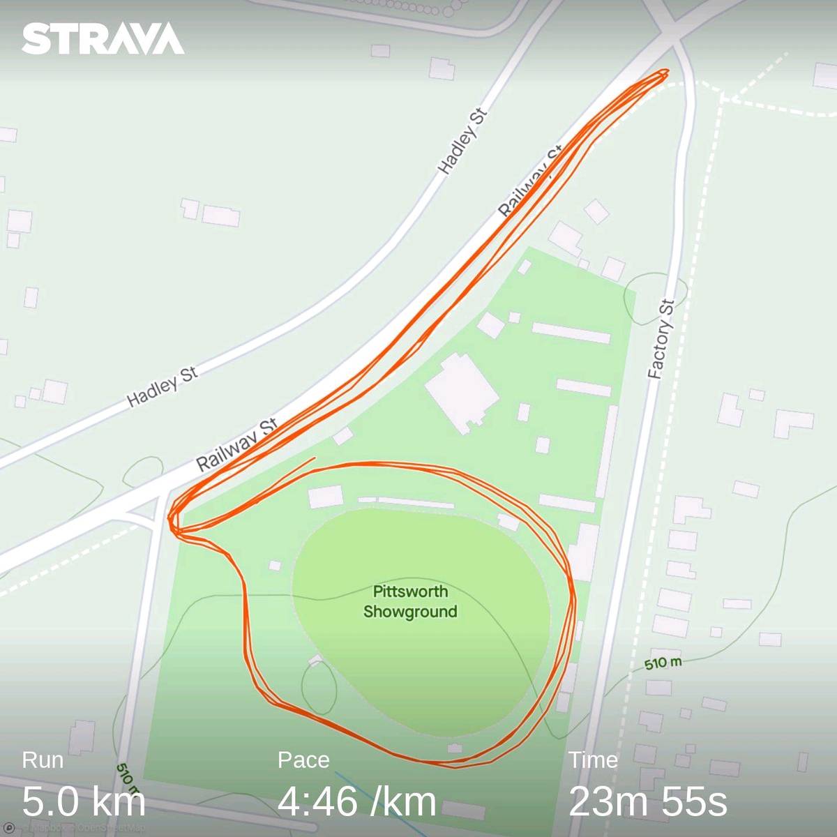 All parkruns are 5km, however the actual course varies from parkrun to parkrun. This one is a three lap course, with a lap around the oval and then an out-and-back section alongside the road before coming back to the start/finish line. It was fun actually, seeing how fast I did each lap and seeing if I could hold the pace for each subsequent lap. But I can see how some of the locals would get bored doing the same three laps, every, single, Saturday! (Screenshot from Strava app).