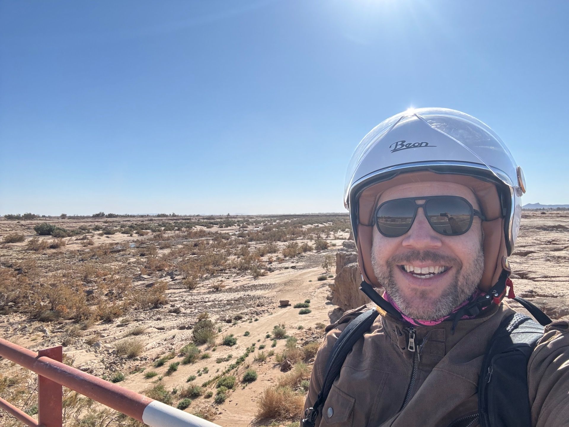 A rather happy roadside selfie