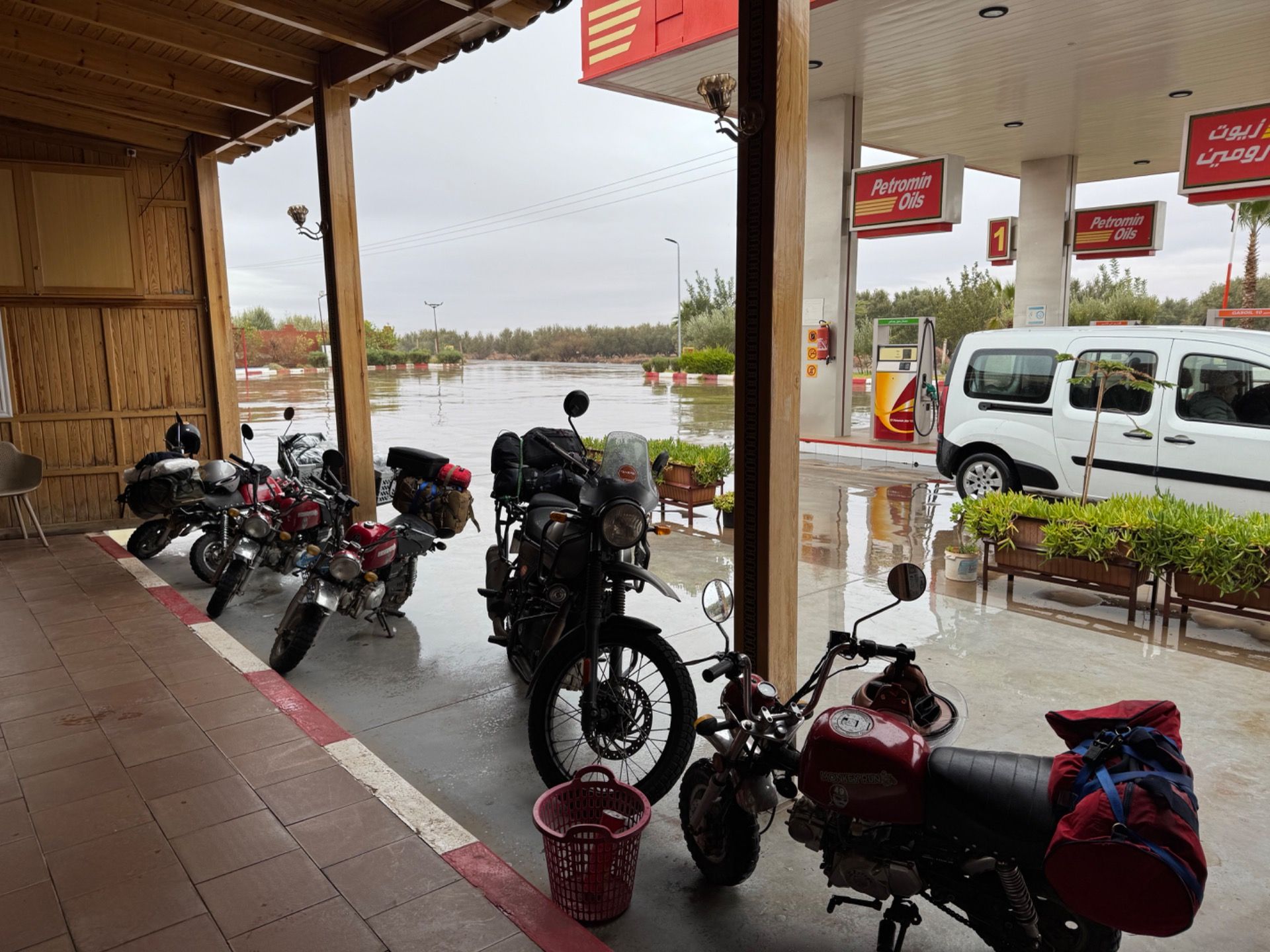 Our bikes parked next to a rather different-looking bike