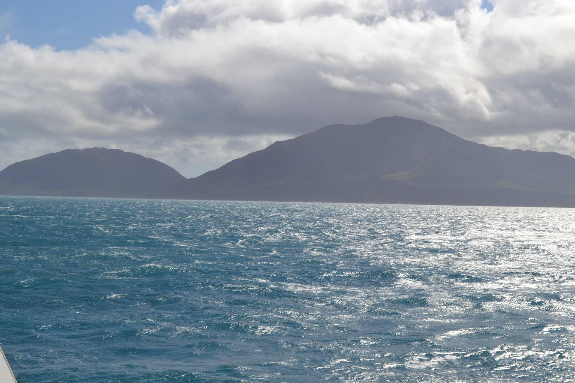 Stormy sea with waves and whitecaps. in Cook Strait New Zealand