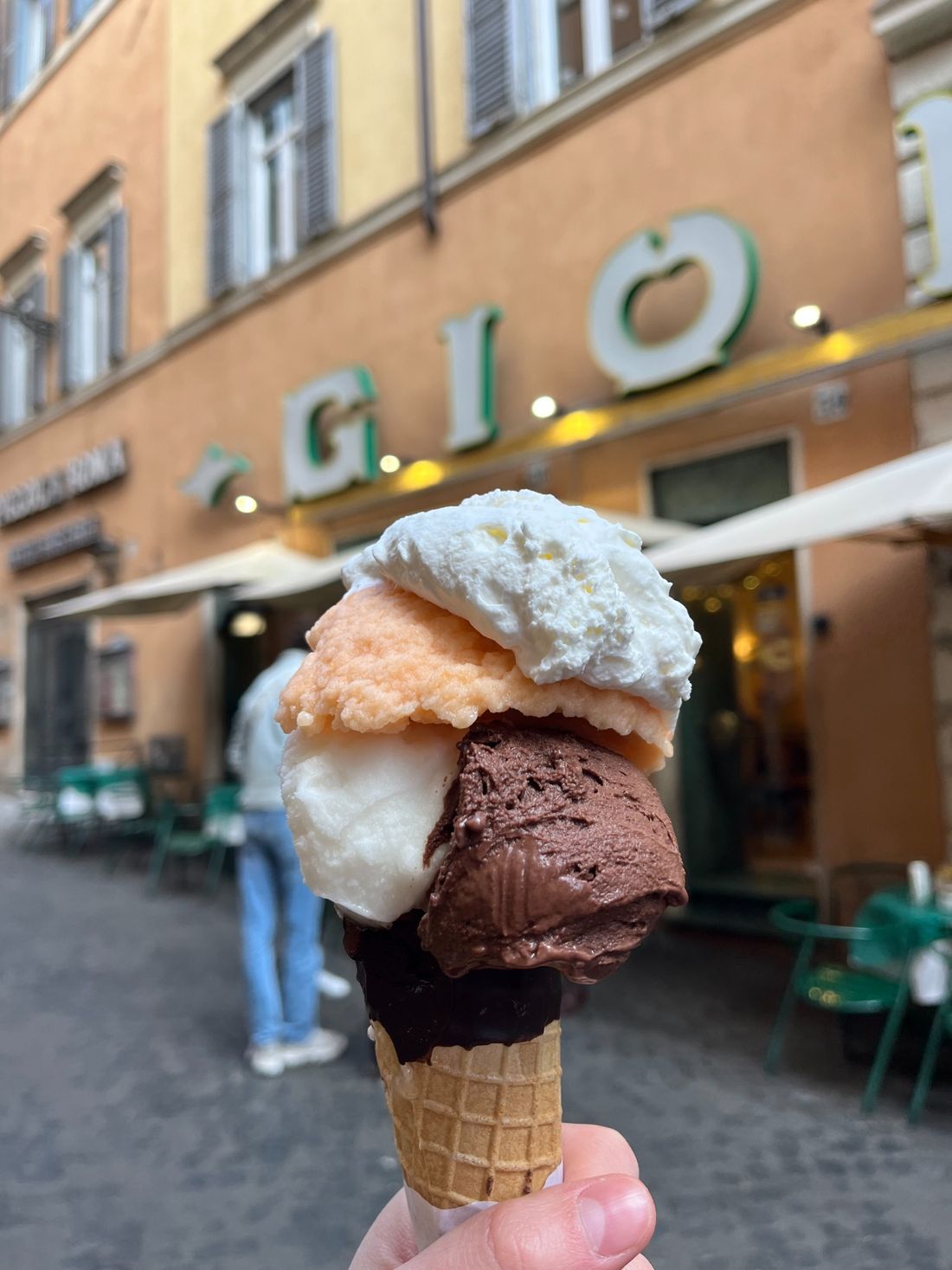 Melon, Lemon, and Chocolate. (The pyramid looks pitiful but that’s only because of my impatience)