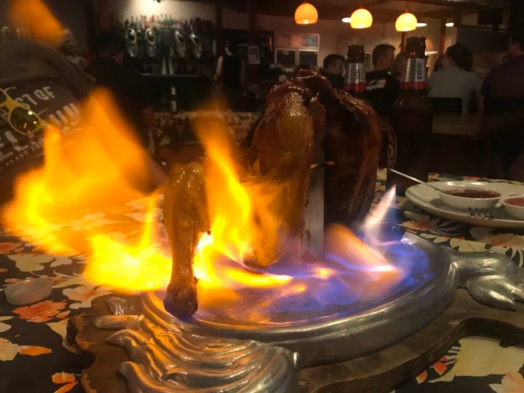 A very special way to serve a burning chicken