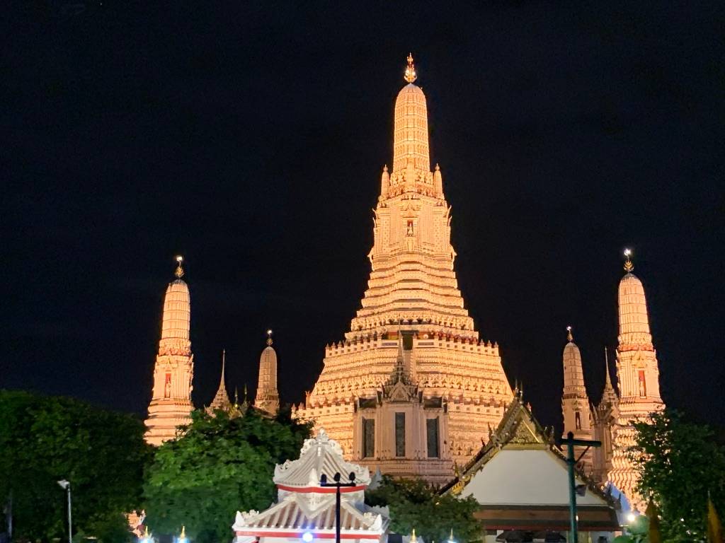 A temple at night time in Bangkok