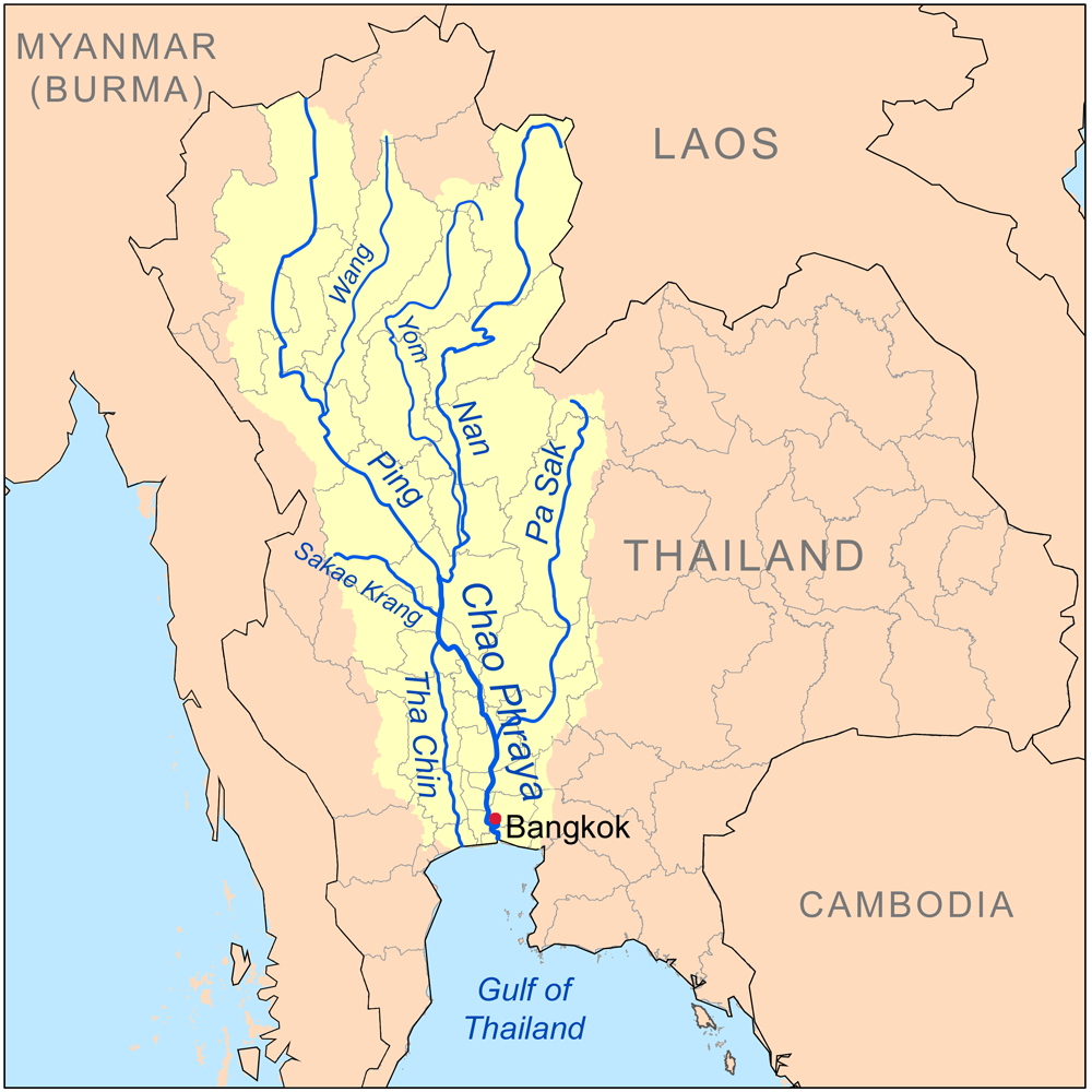 <sup>by [Wikipedia](https://en.wikipedia.org/wiki/Chao_Phraya_River#/media/File:Chaophrayarivermap.png)</sup>