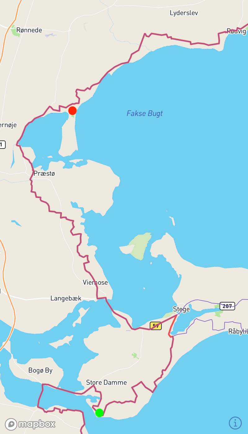 Day 10 map: Haarboelle-Feddet 60 km