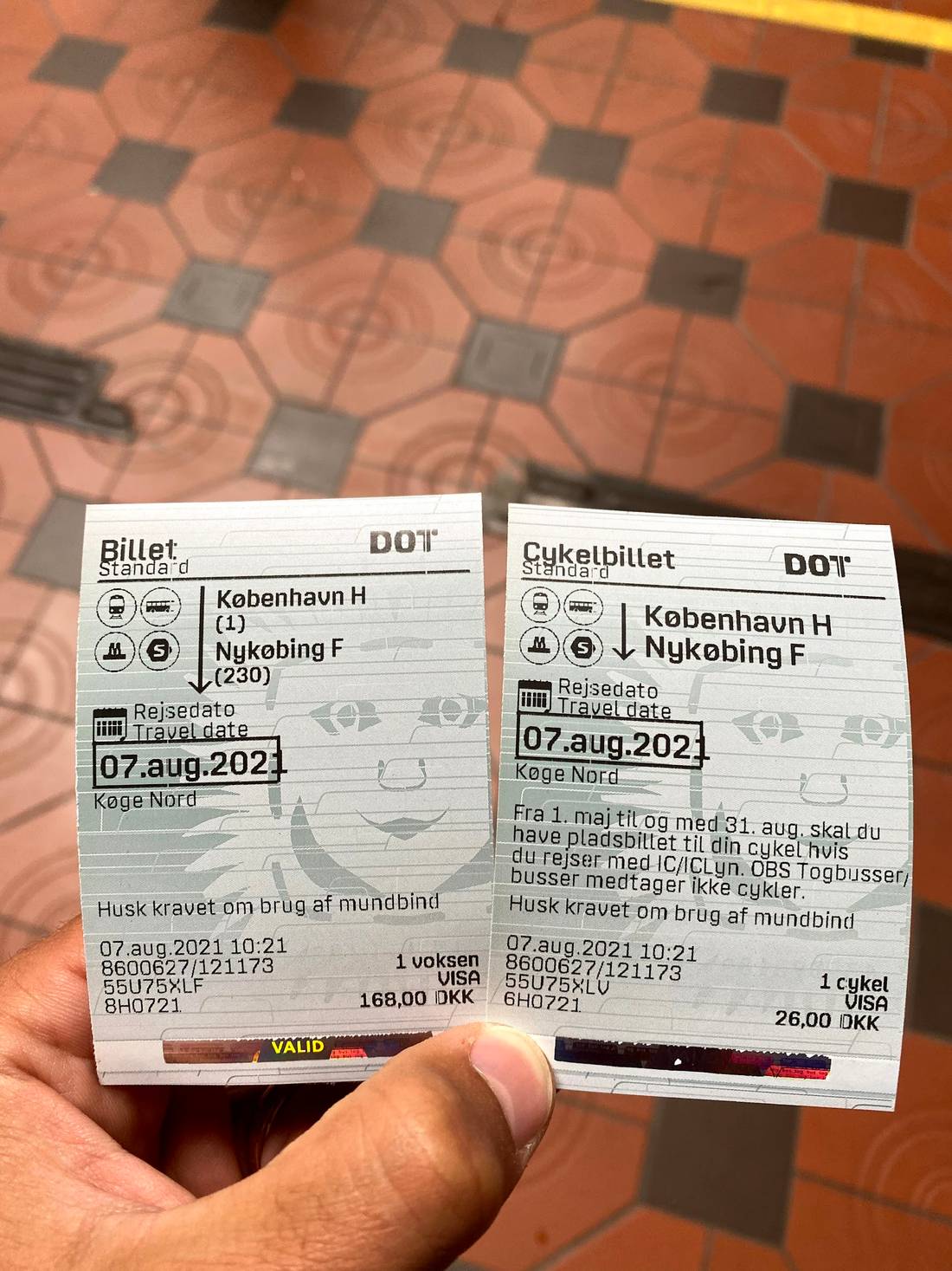 Train tickets for me and my bike for about 26 EUR