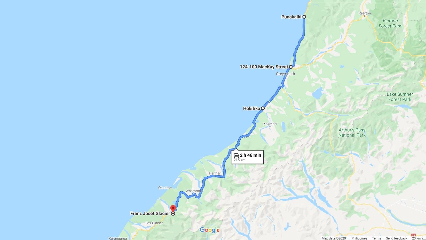 Drive from Punakaiki to Franz Josef Glacier Township