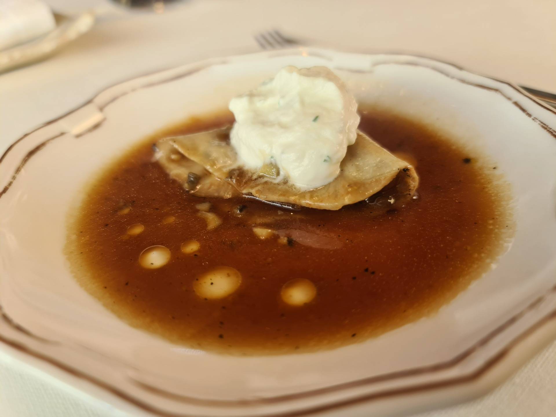 ”Fisherman’s ’morteruelo’ crepe, celeriac roasted in a salt crust and it’s juices” (First main dish) (2).