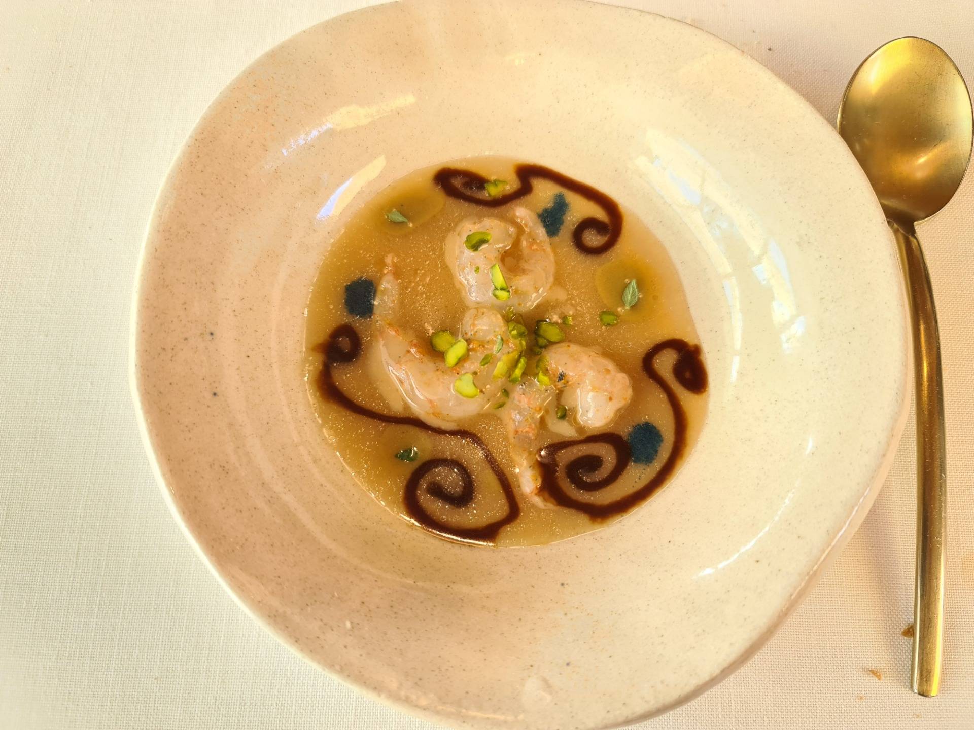 ”White prawns from Santa Pola, miso and pickled vegetables” (Sixth main dish) (1).