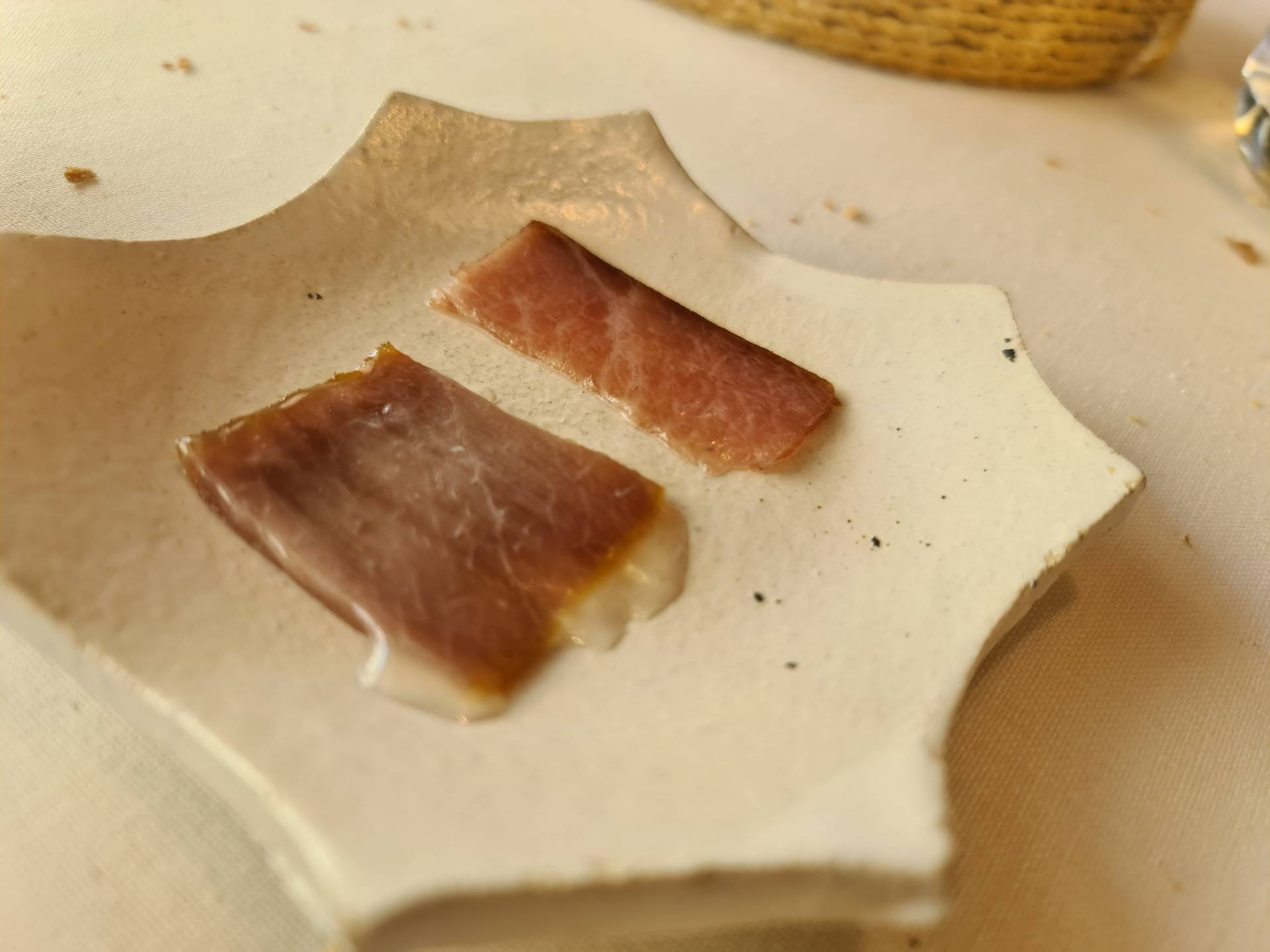 Sun-cured bluefin tuna belly covered on tuna butter - Third sequence from ”Tuna Sequence” (Seventh main dish) (2).