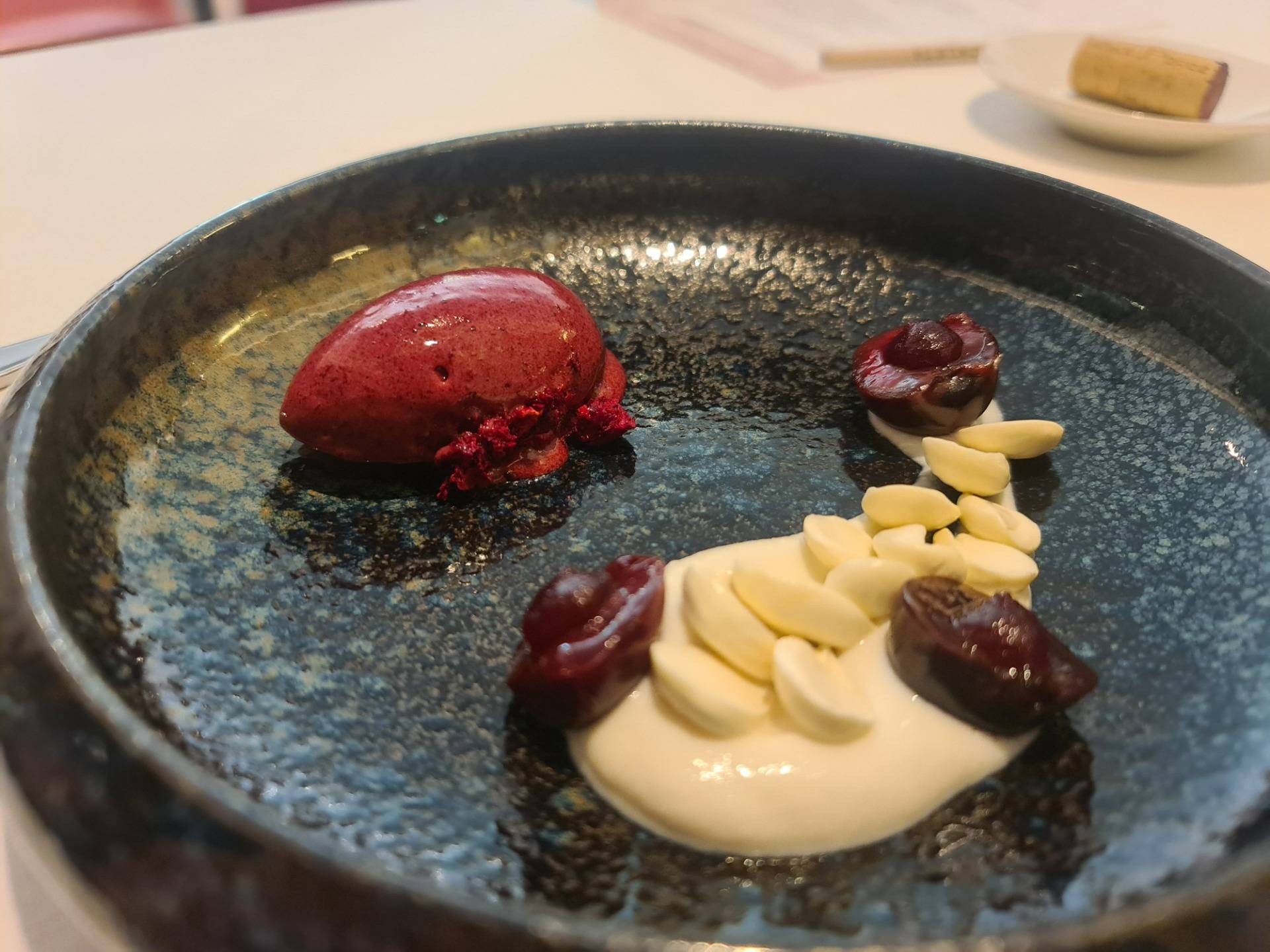 Cherries with tender green almonds and royal thyme (First main dessert) (2).