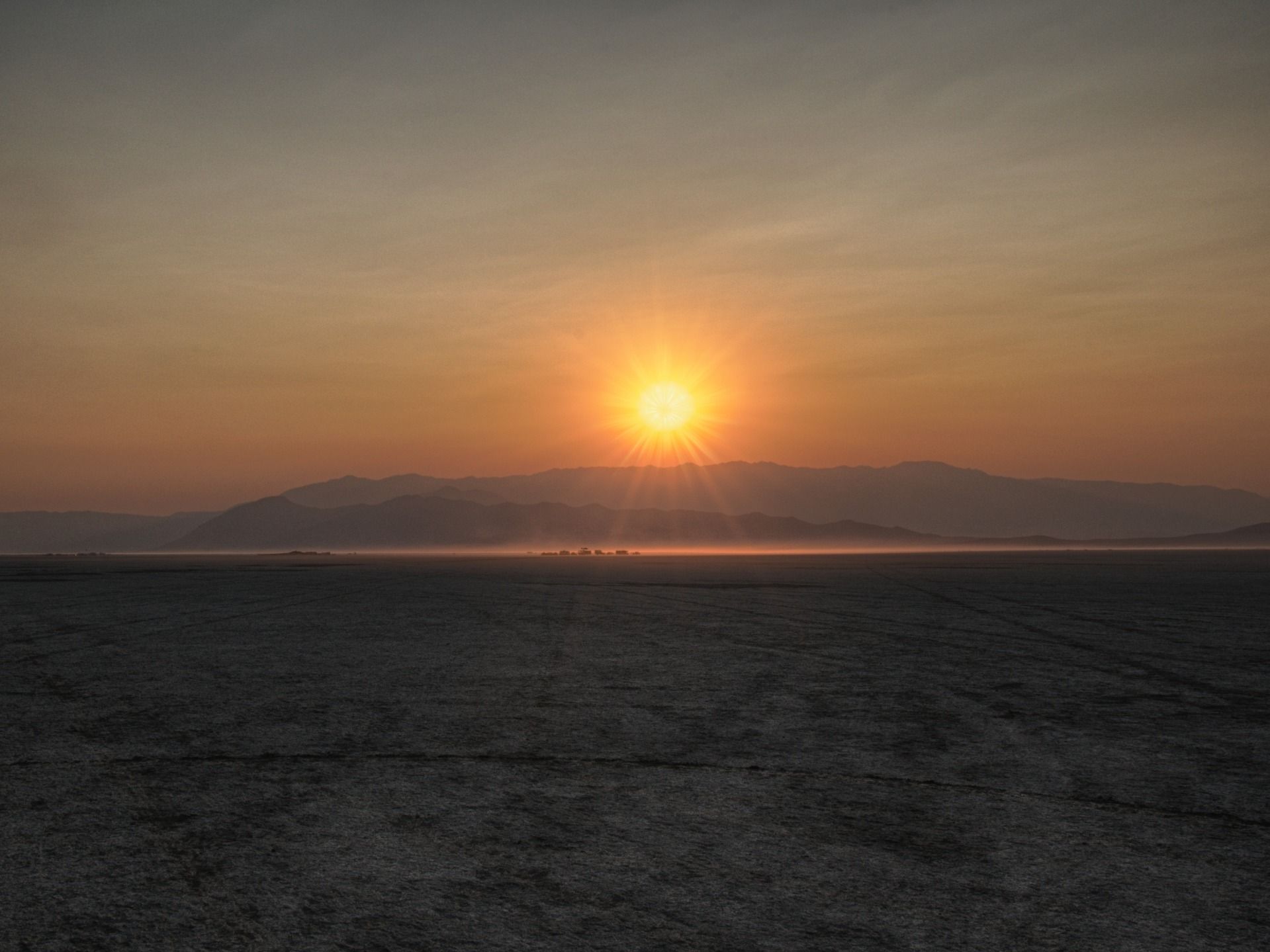 Sunset on the Black Rock. There was just enough smoke from the California fires to create the color band in the sunset.